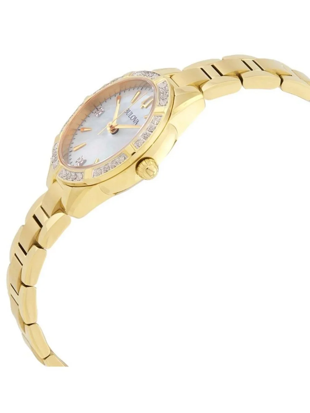 NWT Bulova Sutton Quartz Diamond White Mother of Pearl Dial Ladies Watch